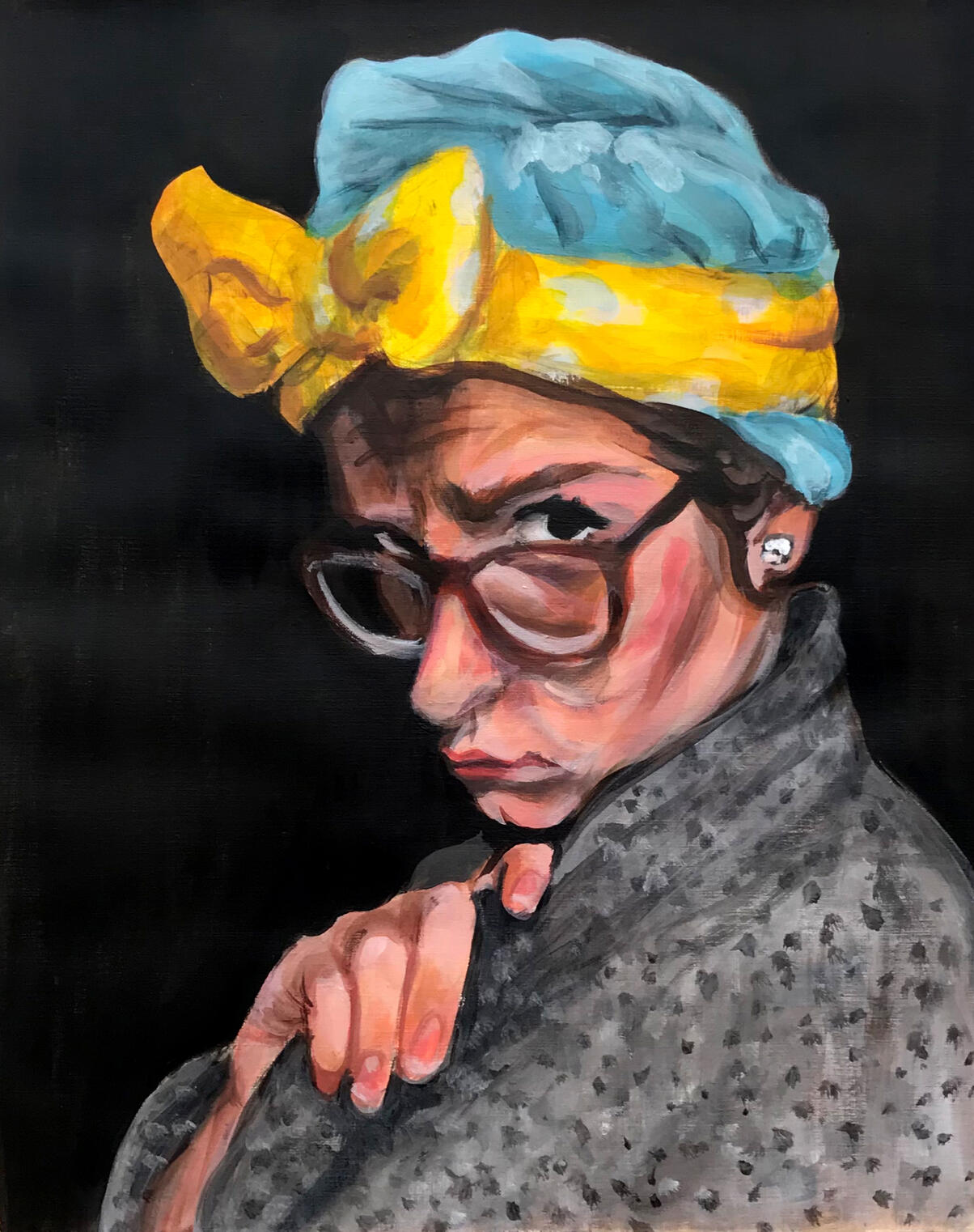 me with pearl earring (acrylic)